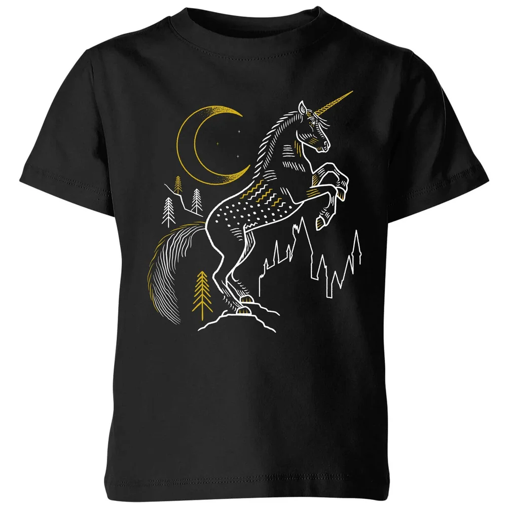 Harry Potter Unicorn Line Art Kids' T-Shirt - Black - 3-4 Years - Black Image 1