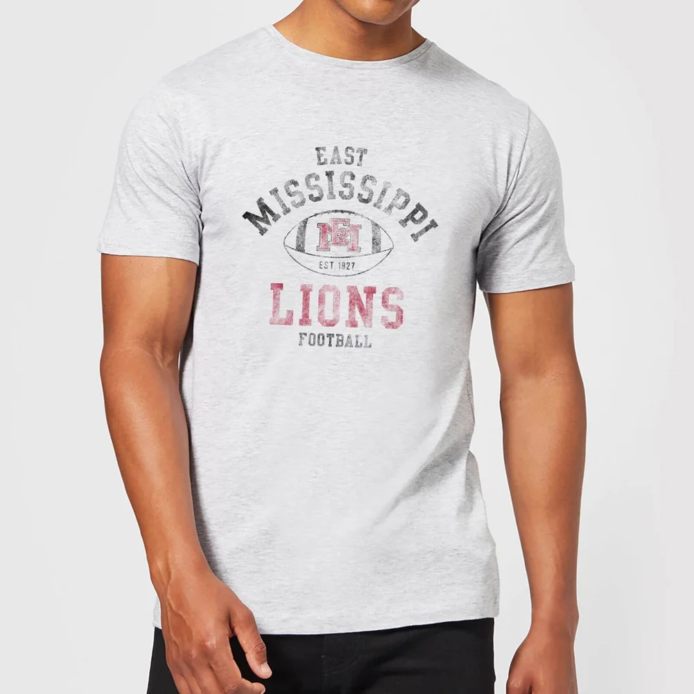 East Mississippi Community College Lions Distressed Football Men's T-Shirt - Grey - S Image 1