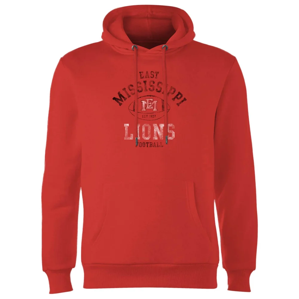 East Mississippi Community College Lions Football Distressed Hoodie - Red - S - Red Image 1