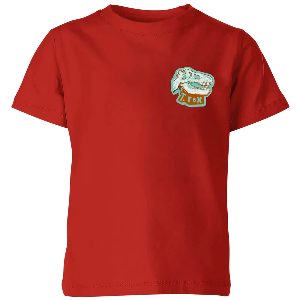 Natural History Museum T-Rex Badge Kids' T-Shirt - Red - 3-4 Years - Red Image 1