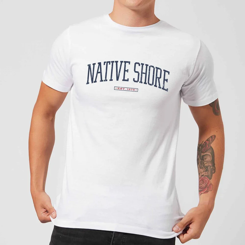 Native Shore Varsity Curved Men's T-Shirt - White - S - White Image 1