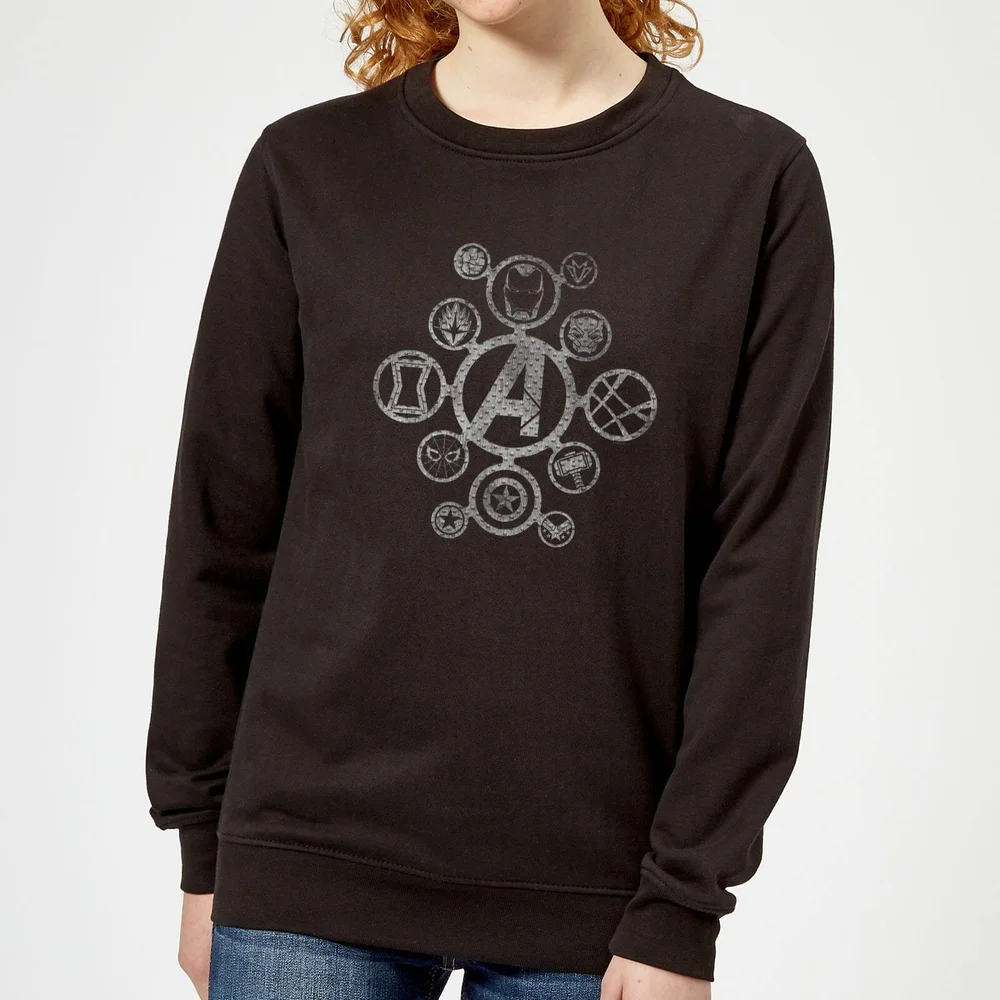 Avengers Distressed Metal Icon Women's Sweatshirt - Black - S Image 1