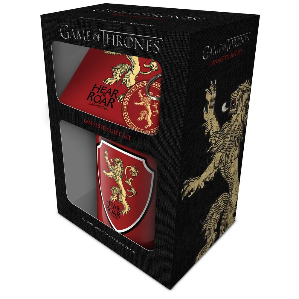 Game Of Thrones (Lannister) Mug, Coaster and Keychain Set Image 1