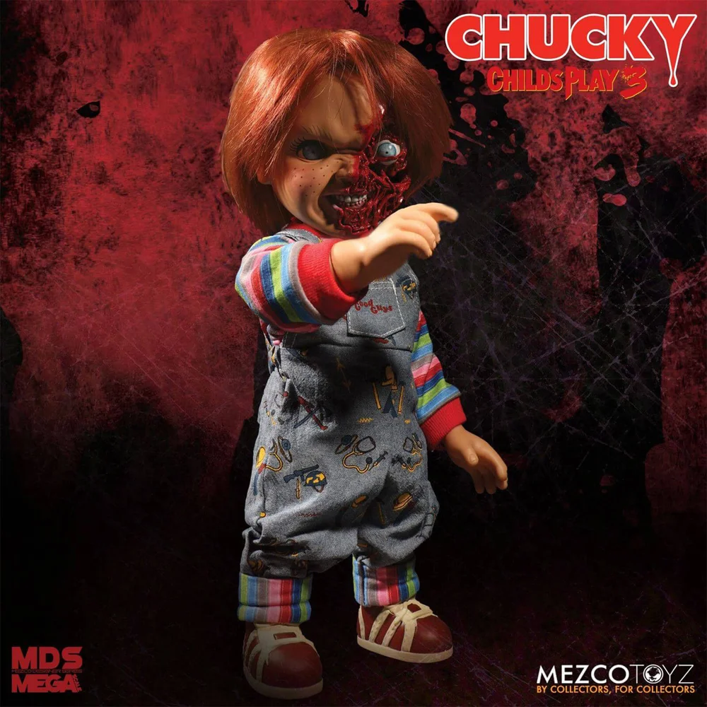 Mezco Child's Play Pizza Face Chucky Talking Mega-Scale 15 Inch Doll Image 1