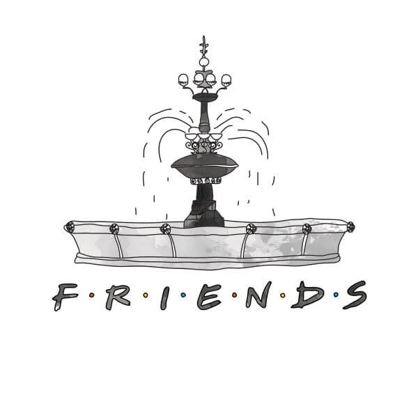 Friends Fountain Sketch Women's T-Shirt - White