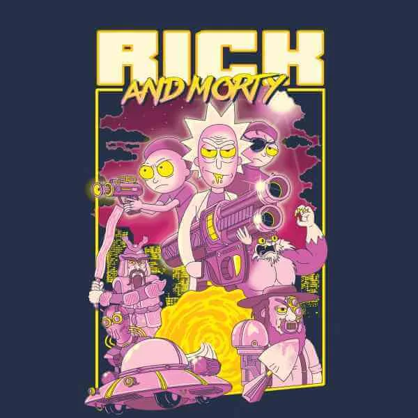 Rick and Morty 80s Poster Men's T-Shirt - Navy