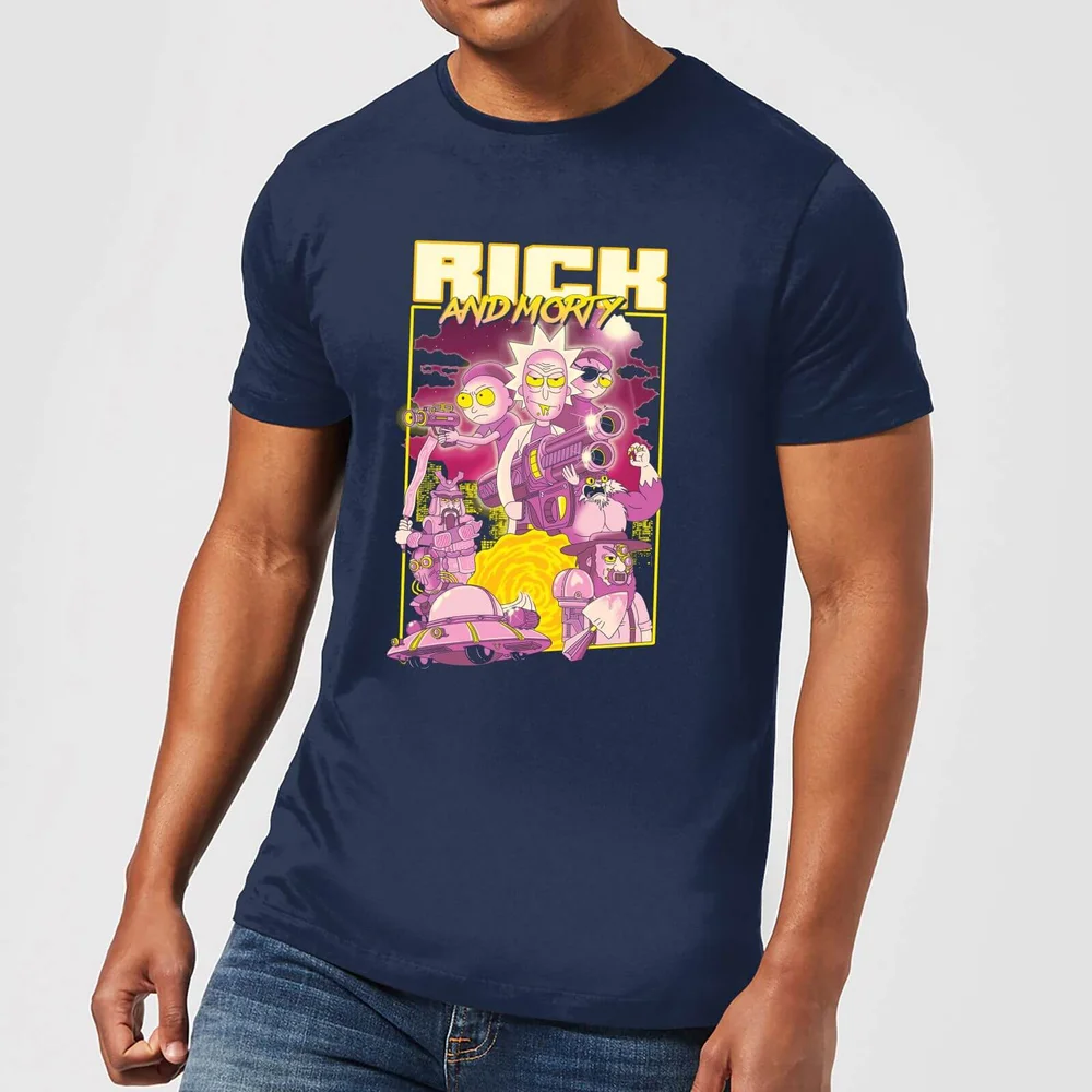 Rick and Morty 80s Poster Men's T-Shirt - Navy - S Image 1