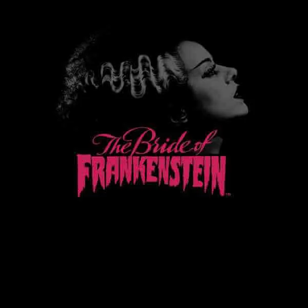 Universal Monsters Bride Of Frankenstein Greyscale Men's T-Shirt - Black