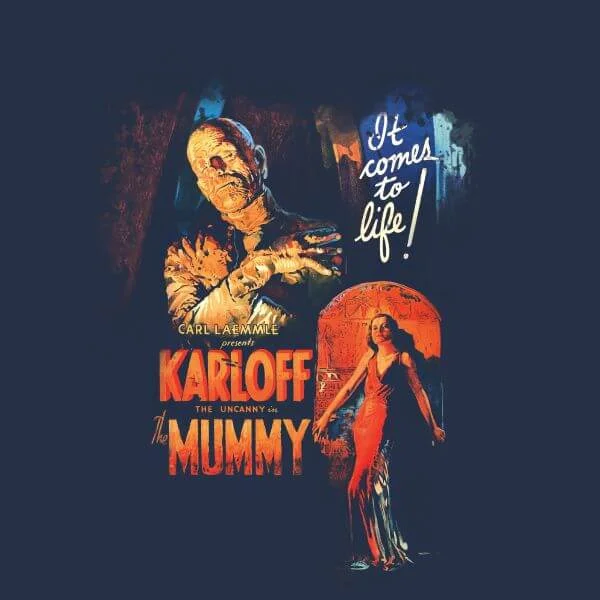 Universal Monsters The Mummy Vintage Poster Women's T-Shirt - Navy