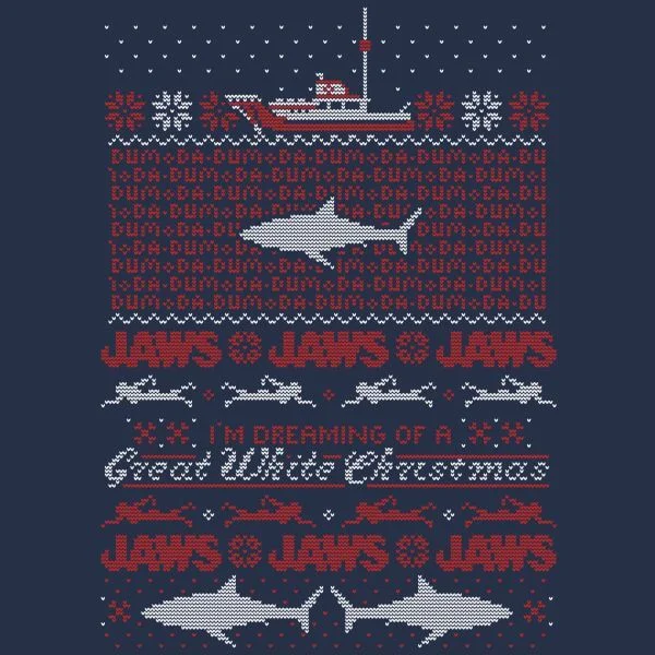 Jaws Great White Christmas Women's T-Shirt - Navy