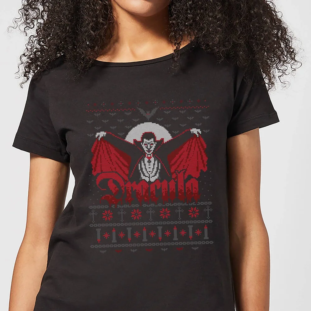 Universal Monsters Dracula Christmas Women's T-Shirt - Black - S Image 1