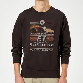 E.T. the Extra-Terrestrial Be Good or No Presents Christmas Sweatshirt - Black