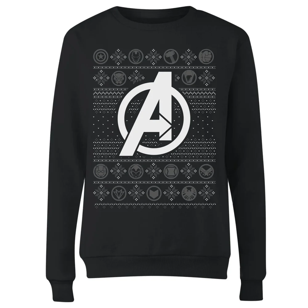 Marvel Avengers Logo Women's Christmas Jumper - Black - XS Image 1