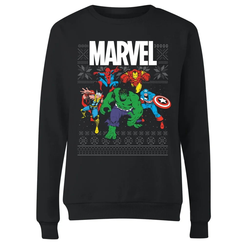 Marvel Avengers Group Women's Christmas Jumper - Black - XS Image 1