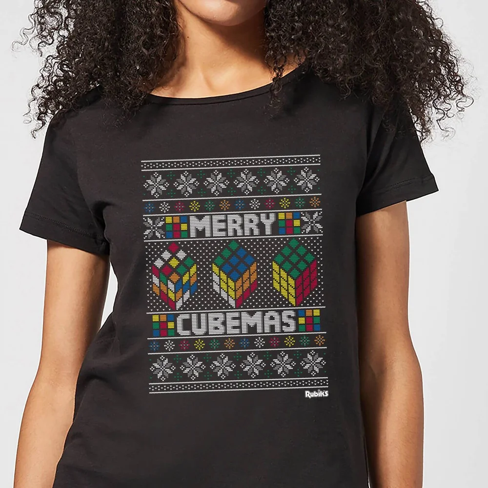 Rubiks Merry Cubemas Women's Christmas T-Shirt - Black - 3XL Image 1