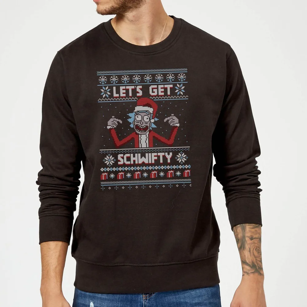Rick and Morty Lets Get Schwifty Christmas Jumper - Black - S Image 1