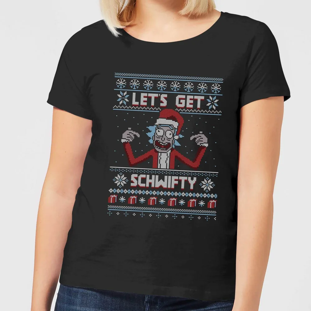 Rick and Morty Lets Get Schwifty Women's Christmas T-Shirt - Black - S Image 1