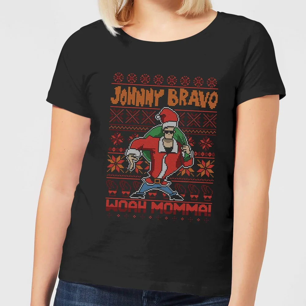 Johnny Bravo Johnny Bravo Pattern Women's Christmas T-Shirt - Black - S Image 1