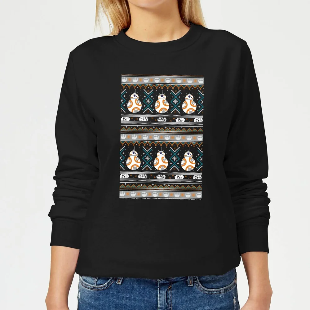 Star Wars BB-8 Pattern Women's Christmas Jumper - Black - XS Image 1