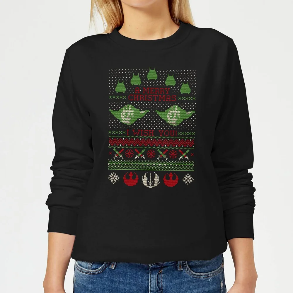 Star Wars Merry Christmas I Wish You Knit Women's Christmas Jumper - Black - XS Image 1