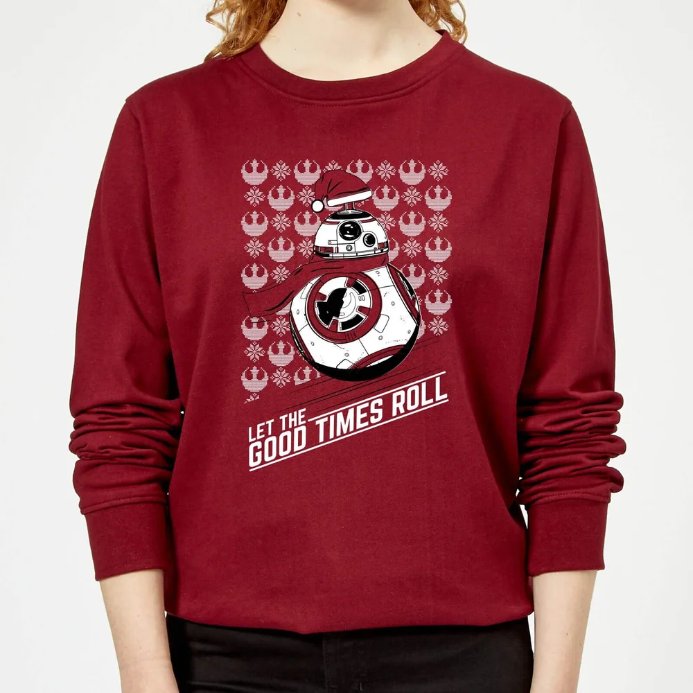 Star Wars Let The Good Times Roll Women's Christmas Jumper - Burgundy - XS Image 1