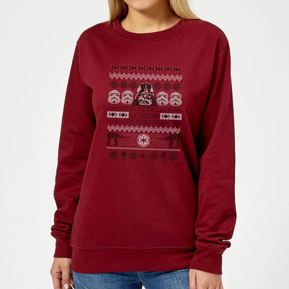 Star Wars I Find Your Lack Of Cheer Disturbing Women's Christmas Jumper - Burgundy - XS Image 1