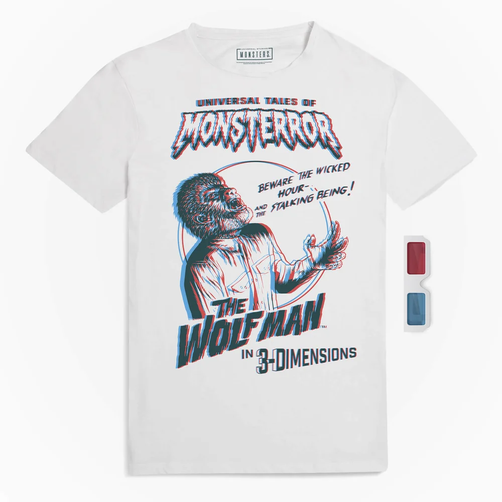 Zavvi Exclusive - Universal Monsters Wolfman Limited Edition 3D Men's T-Shirt - White - S - White Image 1