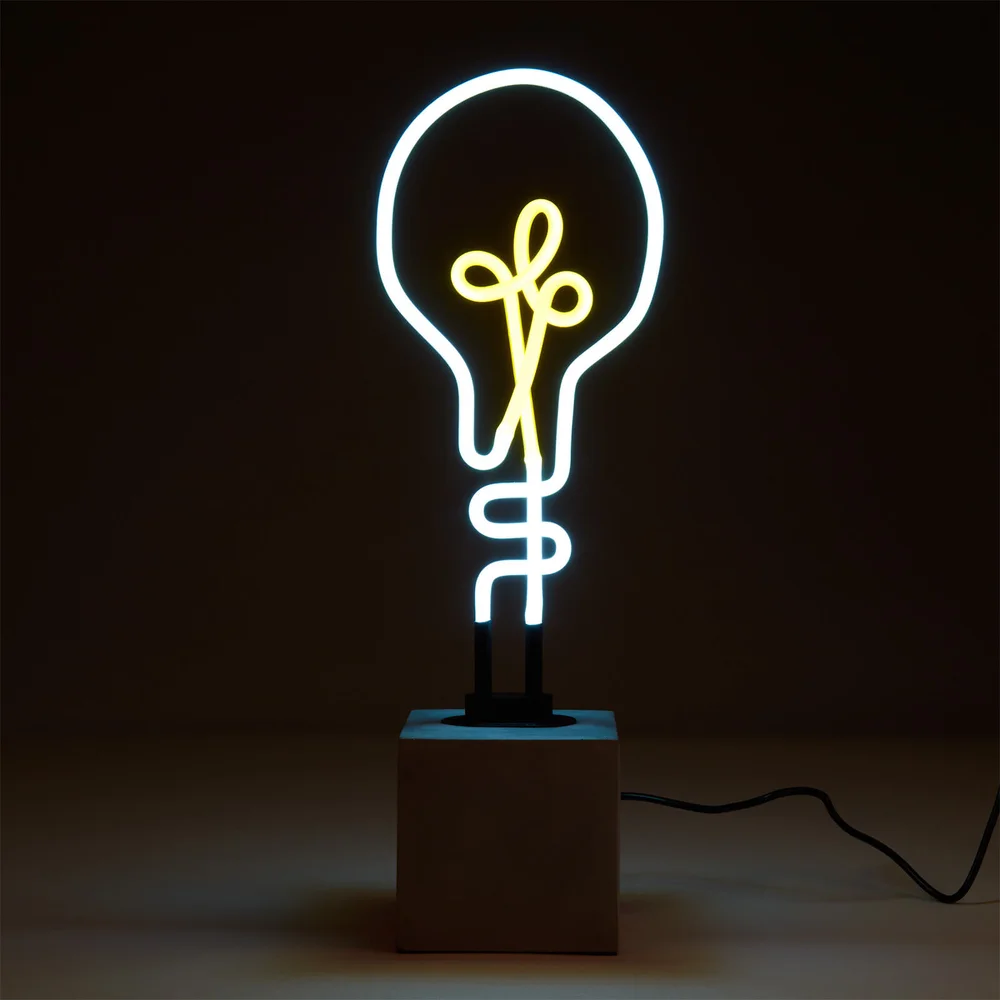 Exclusive Lightbulb Neon Light - Concrete Base Image 1