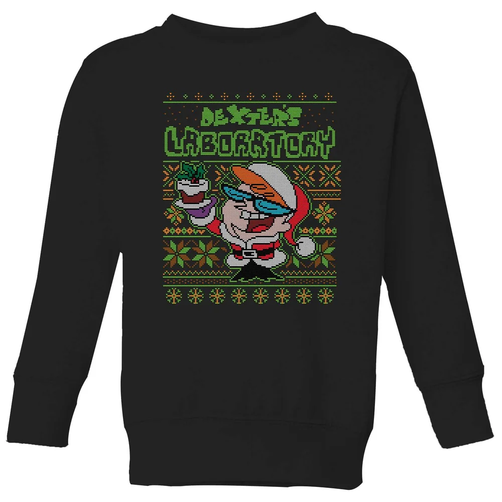 Dexter's Lab Pattern Kids' Christmas Jumper - Black - 3-4 Years Image 1