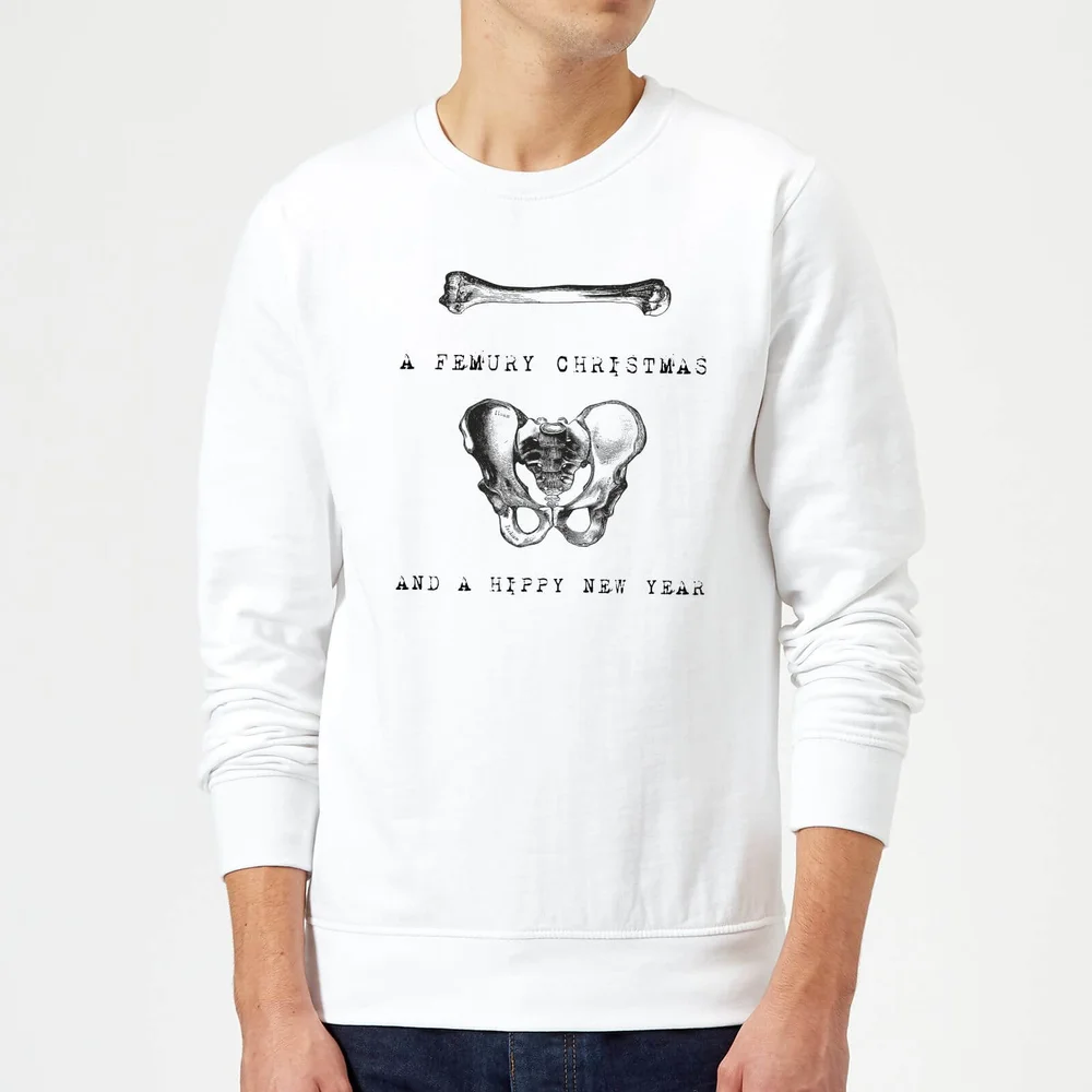 A Femury Christmas and A Hippy New Year Christmas Sweatshirt - White - S Image 1