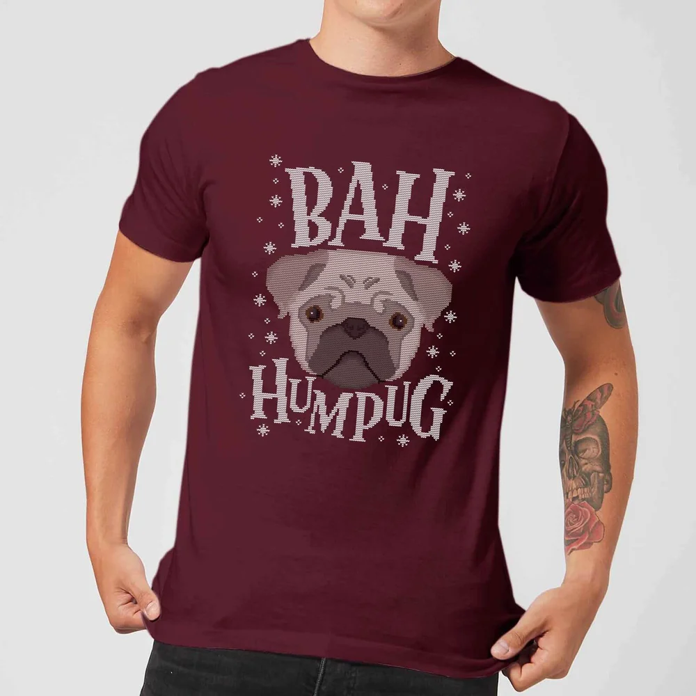 Bah Humpug Men's Christmas T-Shirt - Burgundy - M - Burgundy Image 1