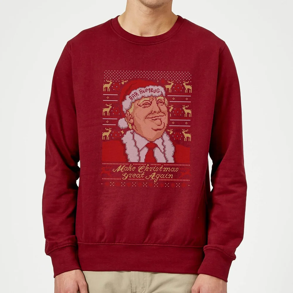 Make Christmas Great Again Donald Trump Christmas Jumper - Burgundy - S Image 1