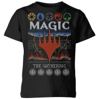Magic The Gathering Colours Of Magic Knit Kids' Christmas T-Shirt - Black - undefined undefined