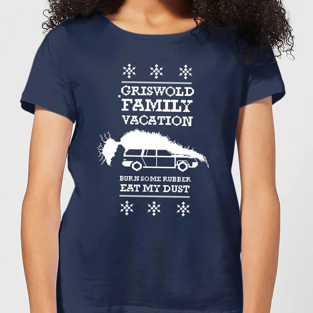 National Lampoon Griswold Vacation Ugly Knit Women's Christmas T-Shirt - Navy - S Image 1