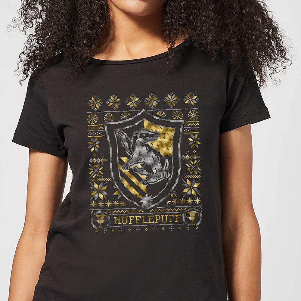 Harry Potter Hufflepuff Crest Women's Christmas T-Shirt - Black - S Image 1
