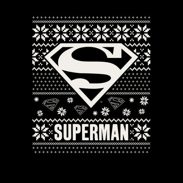 DC Superman Knit Pattern Women's Christmas T-Shirt - Black