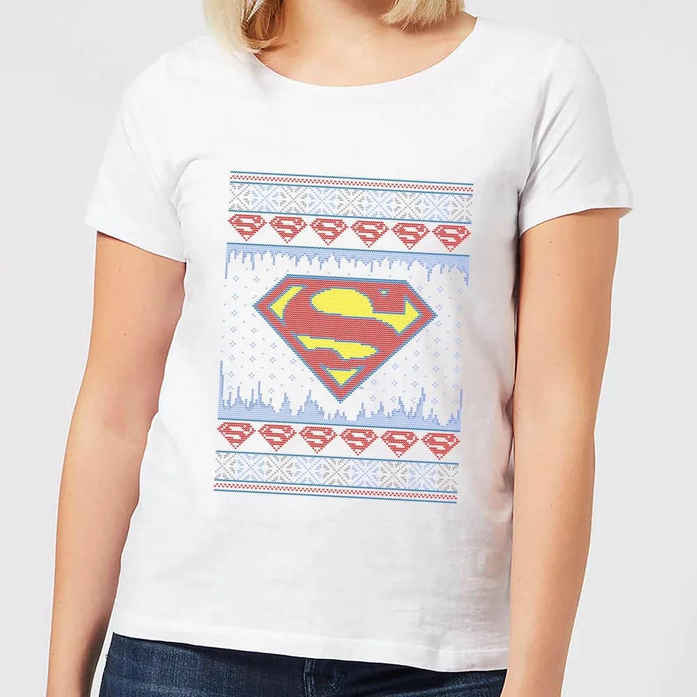 DC Supergirl Knit Women's Christmas T-Shirt - White - XS Image 1