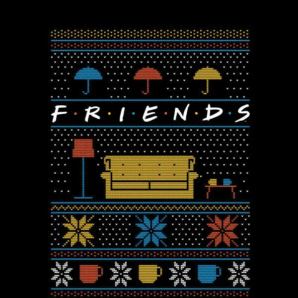 Friends Sofa Knit Women's Christmas T-Shirt - Black