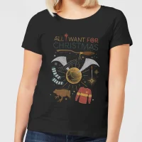 Harry Potter All I Want Women's Christmas T-Shirt - Black - undefined undefined