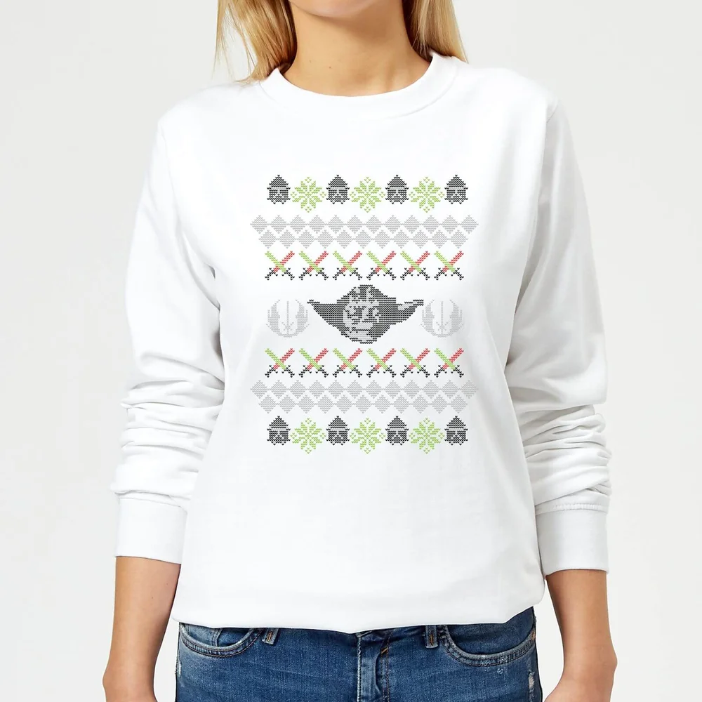 Star Wars Yoda Knit Women's Christmas Jumper - White - XS Image 1