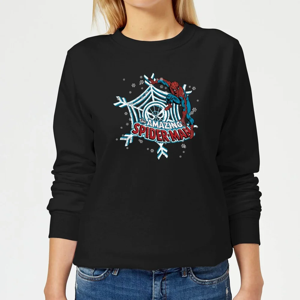Marvel The Amazing Spider-Man Snowflake Web Women's Christmas Jumper - Black - XS Image 1