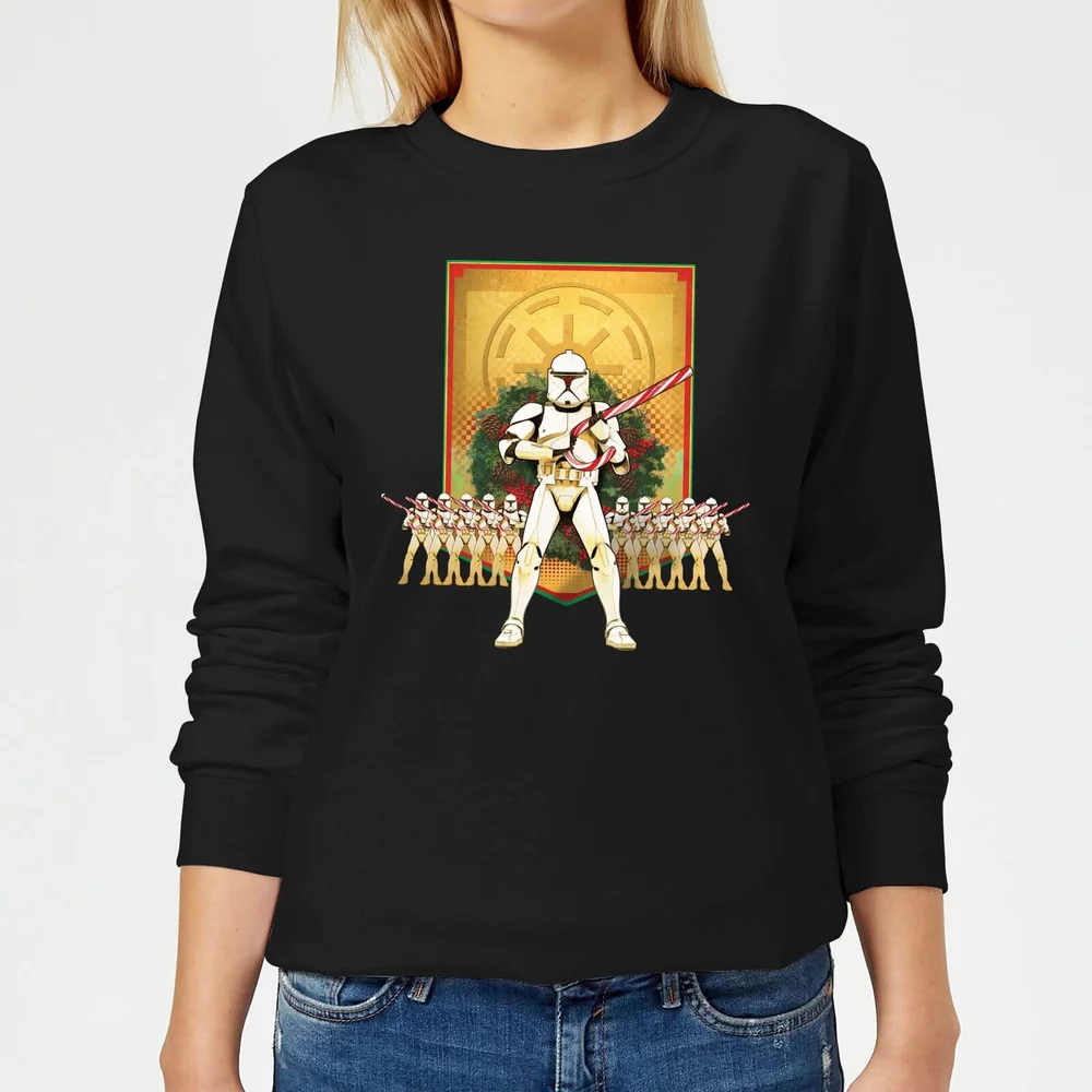 Star Wars Candy Cane Stormtroopers Women's Christmas Jumper - Black - XS Image 1