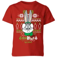 Looney Tunes Bugs Bunny Knit Kids' Christmas T-Shirt - Red - undefined undefined