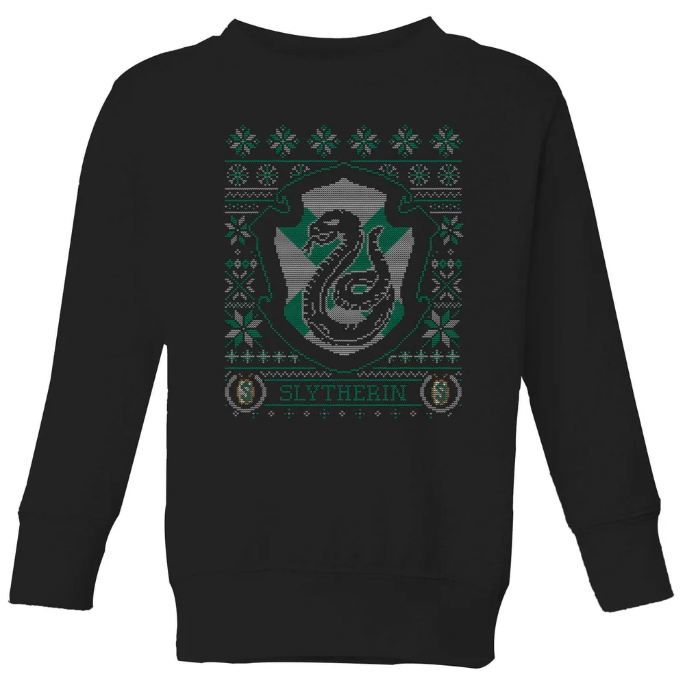 Harry Potter Slytherin Crest Kids' Christmas Sweatshirt - Black - 3-4 Years Image 1