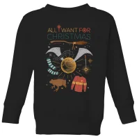 Harry Potter All I Want Kids' Christmas Sweatshirt - Black - undefined undefined