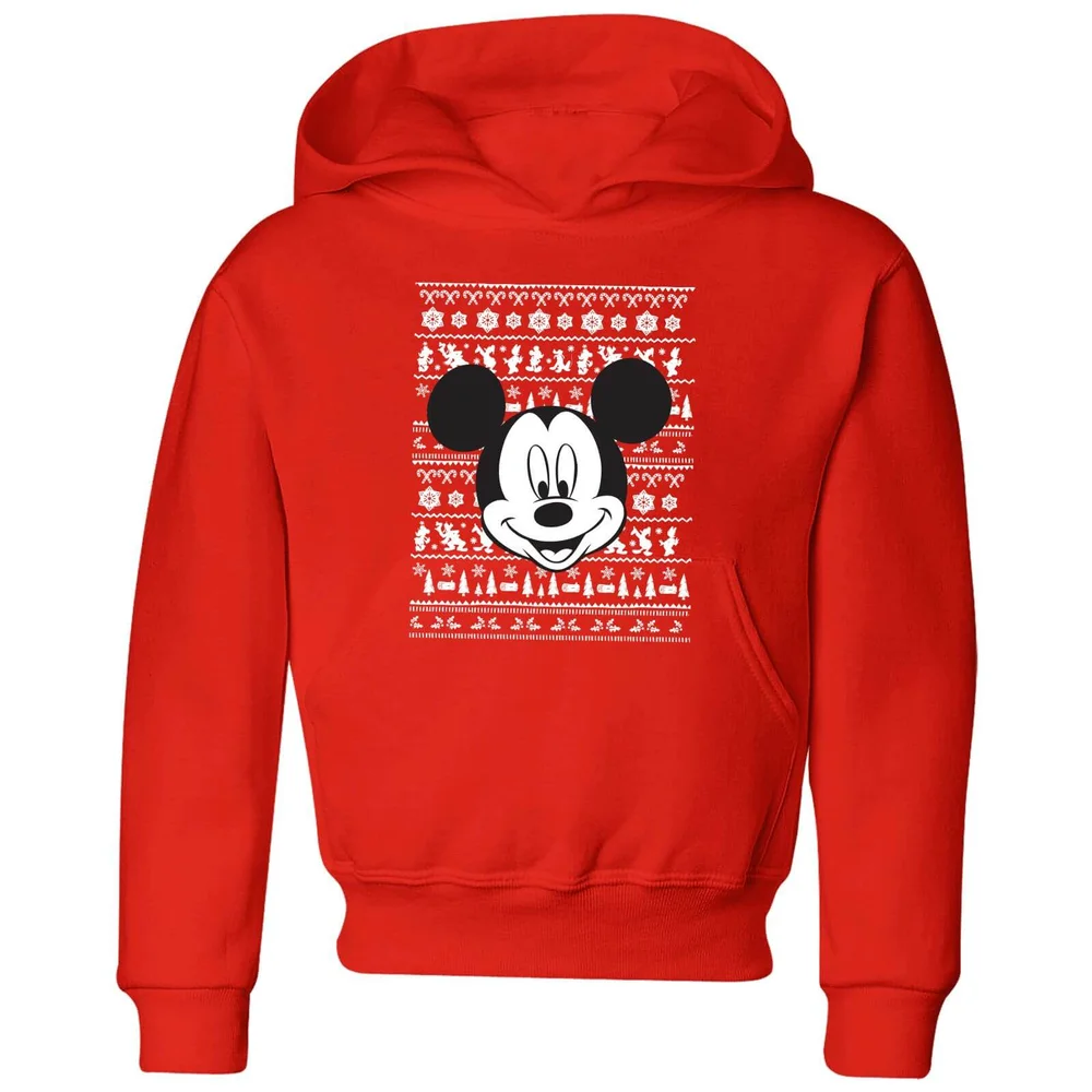 Disney Mickey Face Kids' Christmas Hoodie - Red - 3-4 Years Image 1