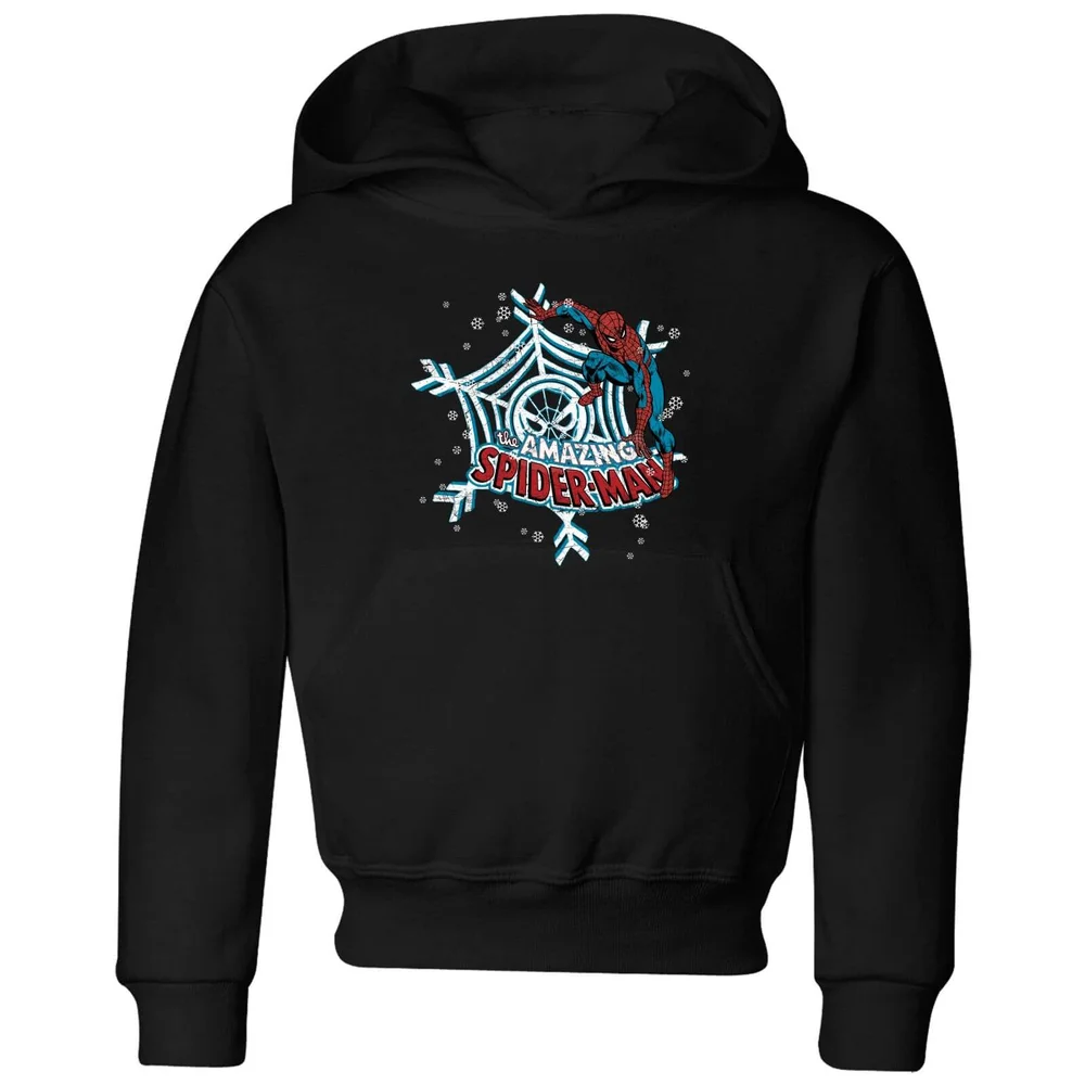 Marvel The Amazing Spider-Man Snowflake Web Kids' Christmas Hoodie - Black - 3-4 Years Image 1