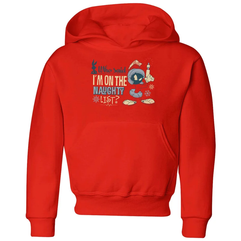 Looney Tunes Martian Who Said Im On The Naughty List Kids' Christmas Hoodie - Red - 3-4 Years Image 1