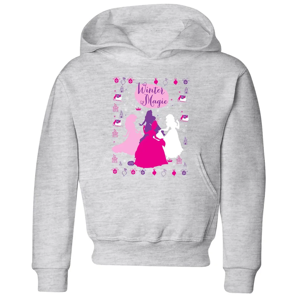 Disney Princess Silhouettes Kids' Christmas Hoodie - Grey - 3-4 Years Image 1