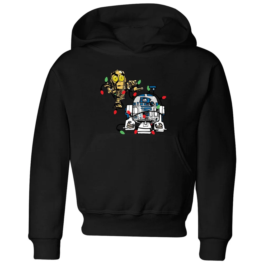 Star Wars Tangled Fairy Lights Droids Kids' Christmas Hoodie - Black - 3-4 Years Image 1